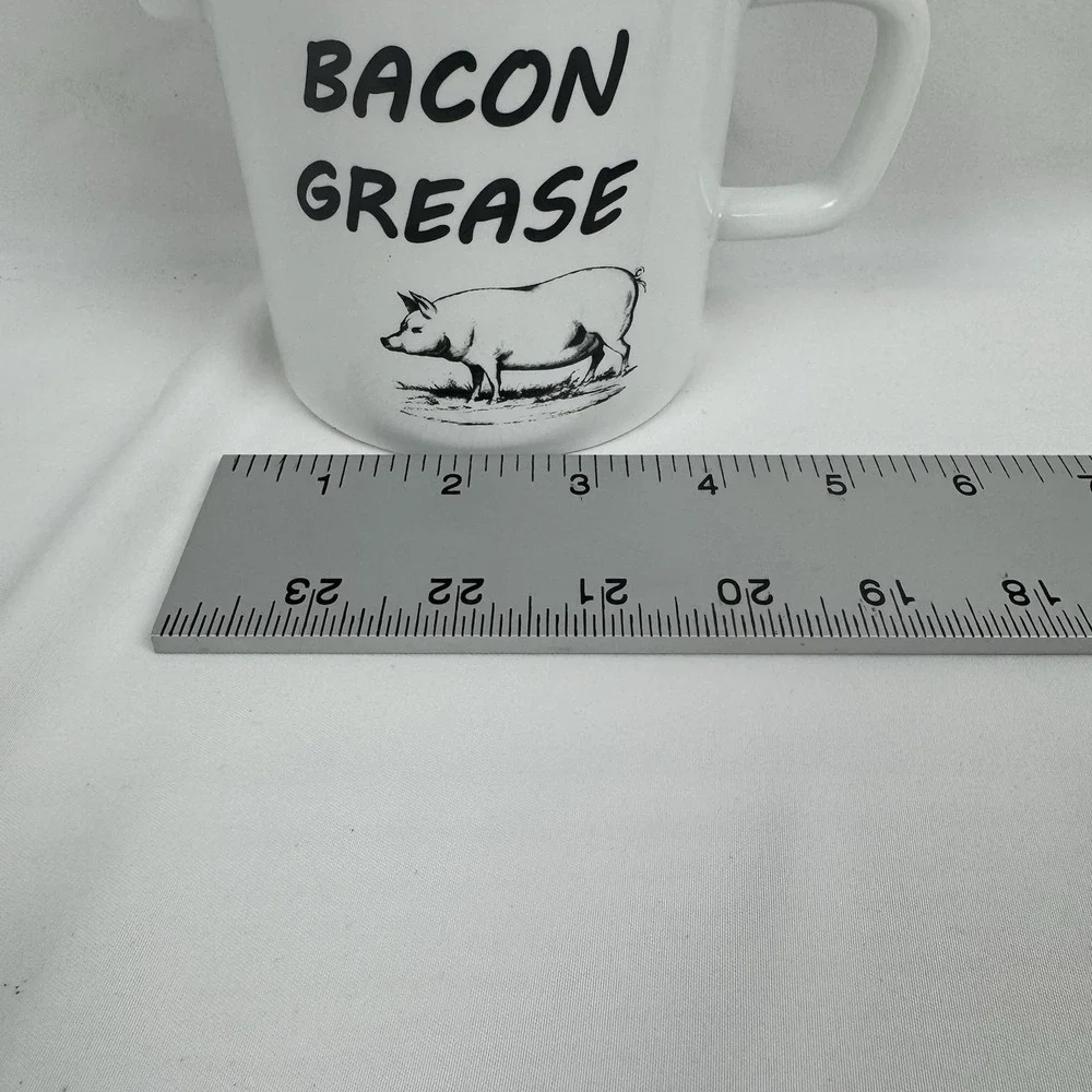White Enamel Bacon Grease Container w/ Lid & Mesh Strainer Kitchen Can